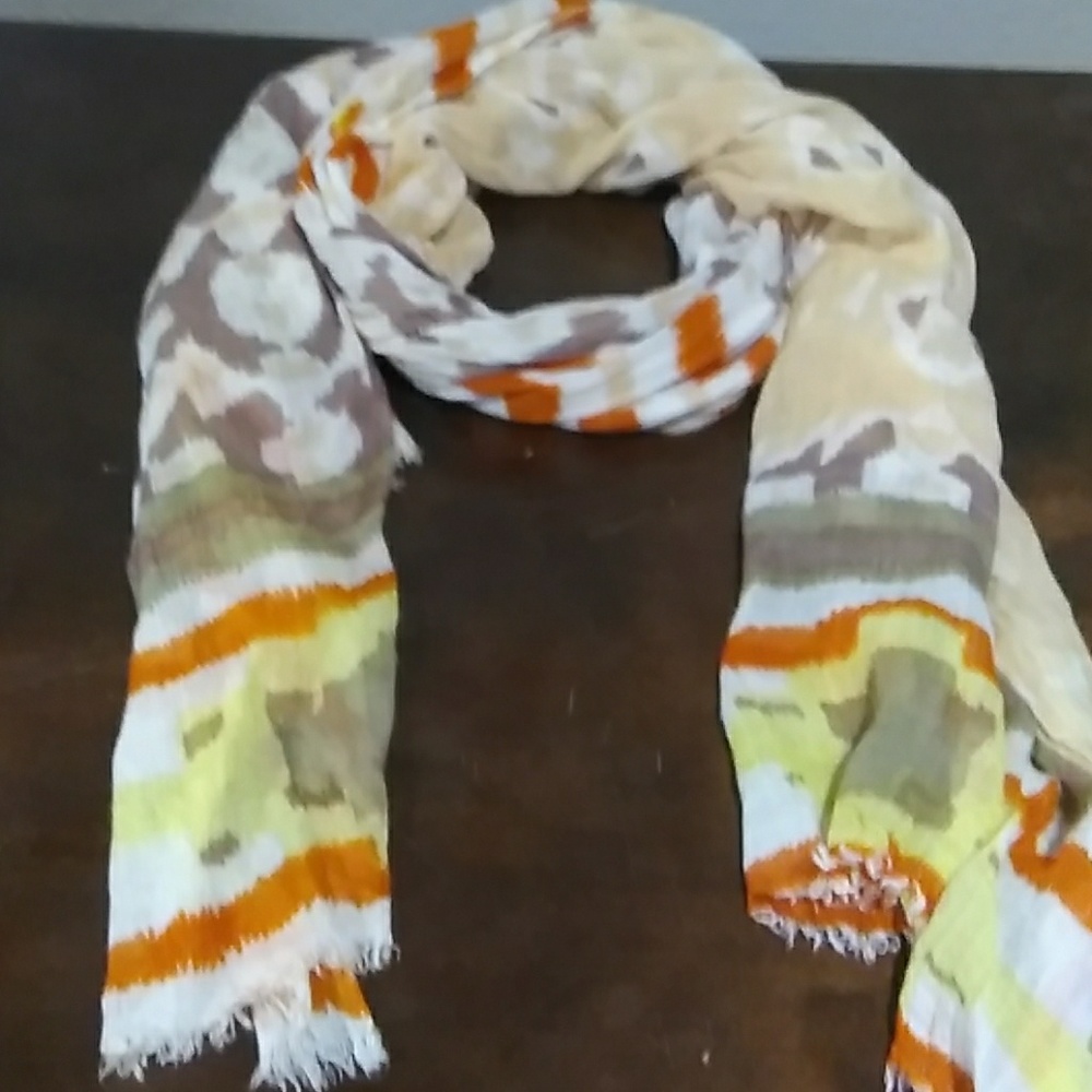 O/S Taupe, Orange, and Yellow Scarf